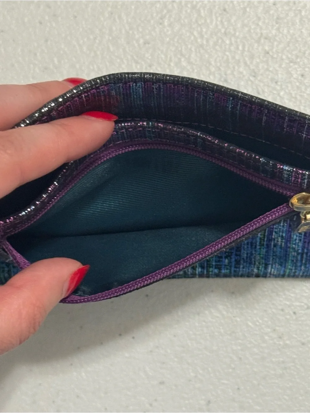 Hobo Iridescent Card Holder Wallet